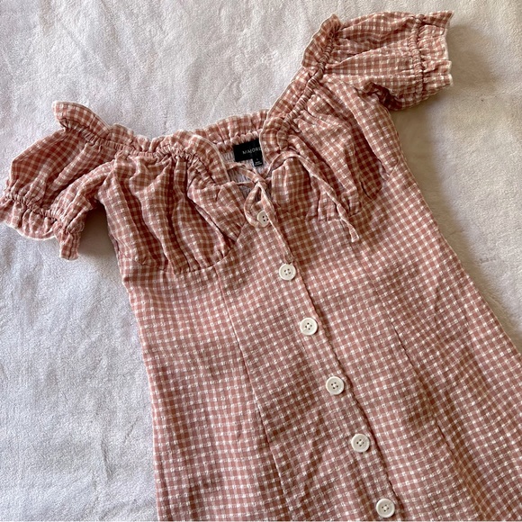 MAJORELLE Golden Gal Mini Dress in Pink Plaid Size Small - Picture 5 of 10